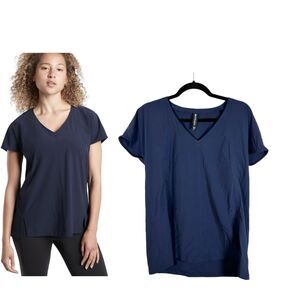 Athleta Boulevard V Neck Tee Shirt Navy Blue Women's Size Small